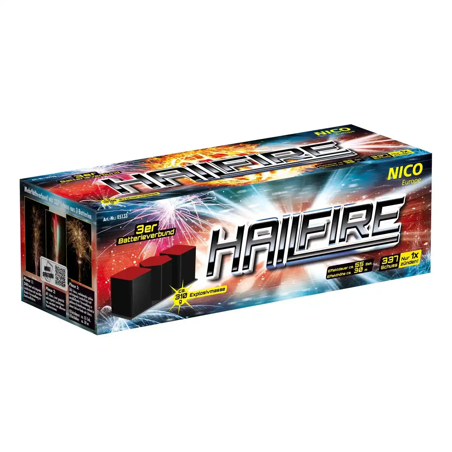 Professional grade firework battery with effects